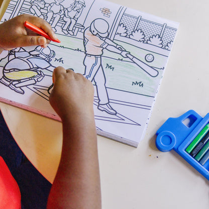 Jumbo 50-Page Kids' Coloring Pad - Space, Sharks, Sports, and More