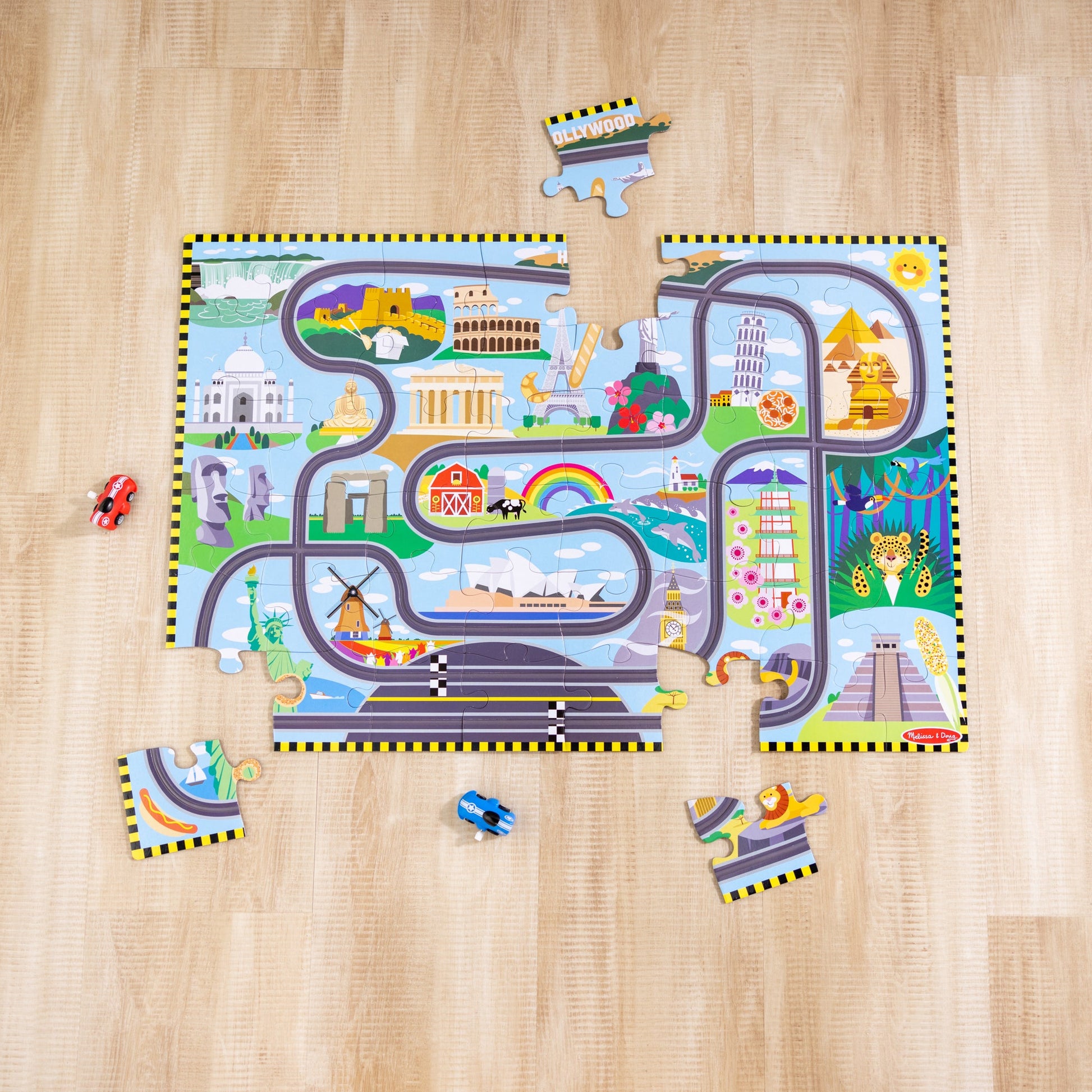 Race Around the World Tracks Floor Puzzle - 48 Pieces
