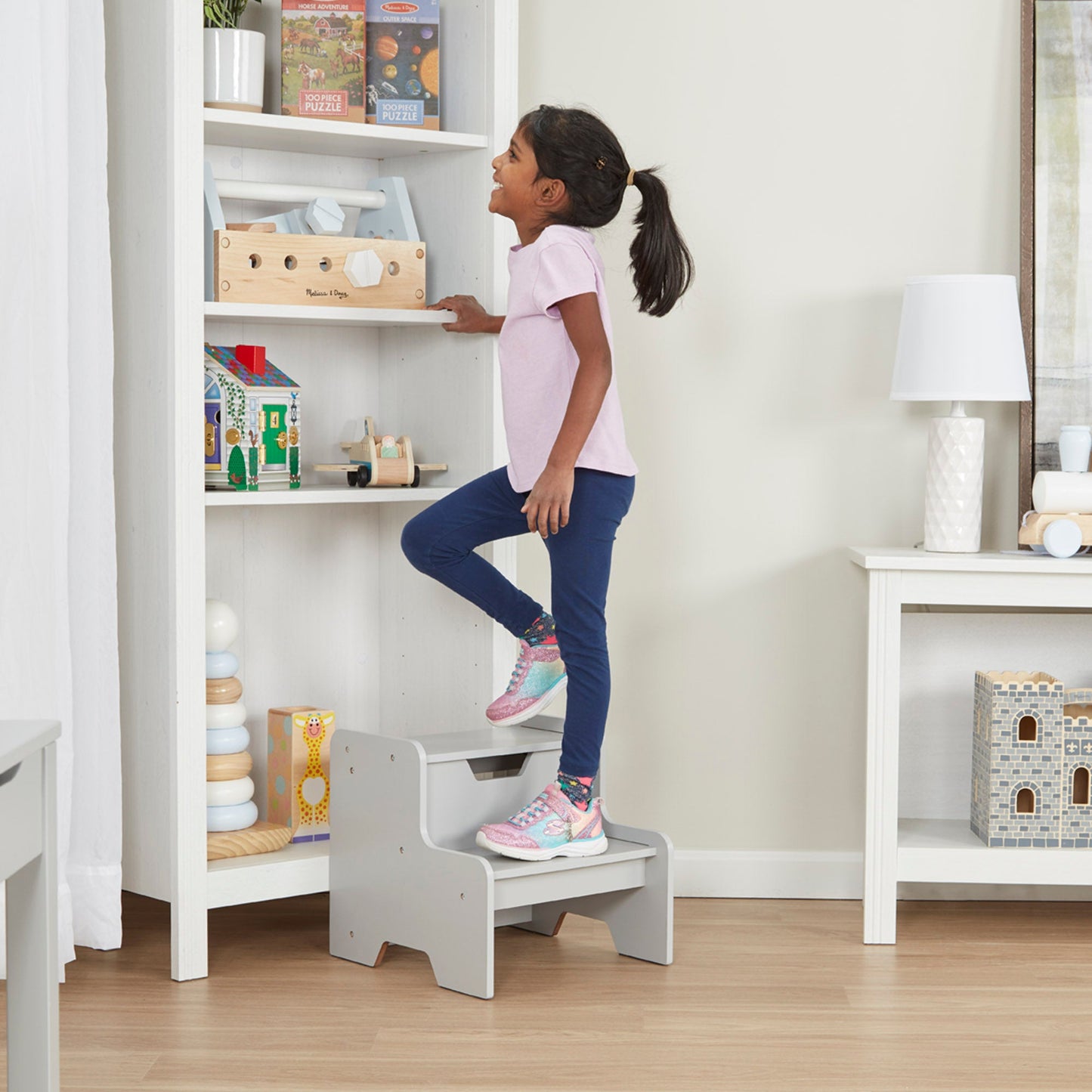 Wooden Step Stool – Gray